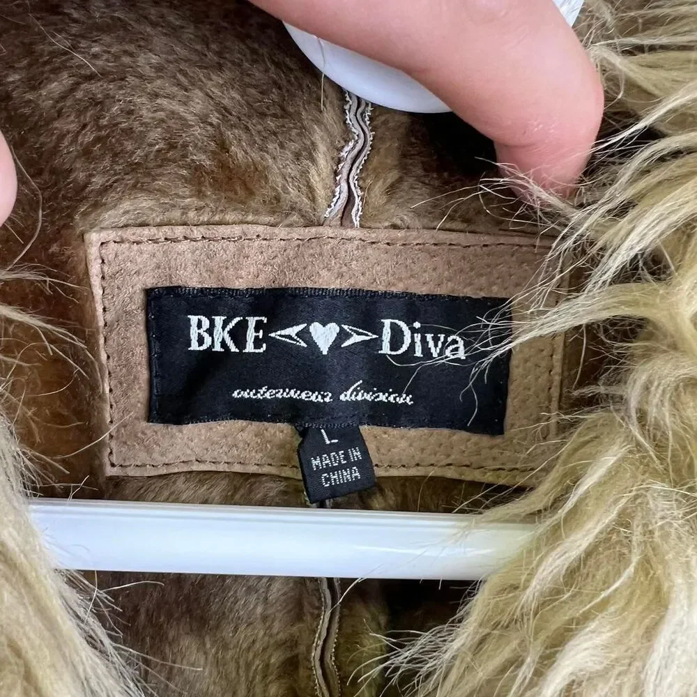 BKE Diva Vintage Y2K Leather Penny Lane Coat Jacket Hippie Boho Size L